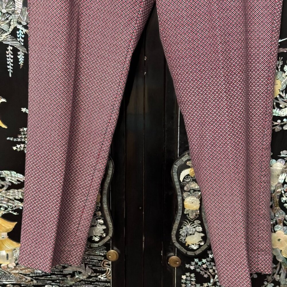 Talbots Heritage Diamond Geometric Print Straight-Leg Dress Pants 12 Red Blue - Picture 3 of 15